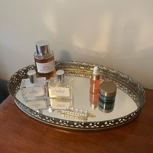 Vintage brass mirror tray
